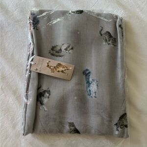Wrendale Designs Gray Cat Print Scarf